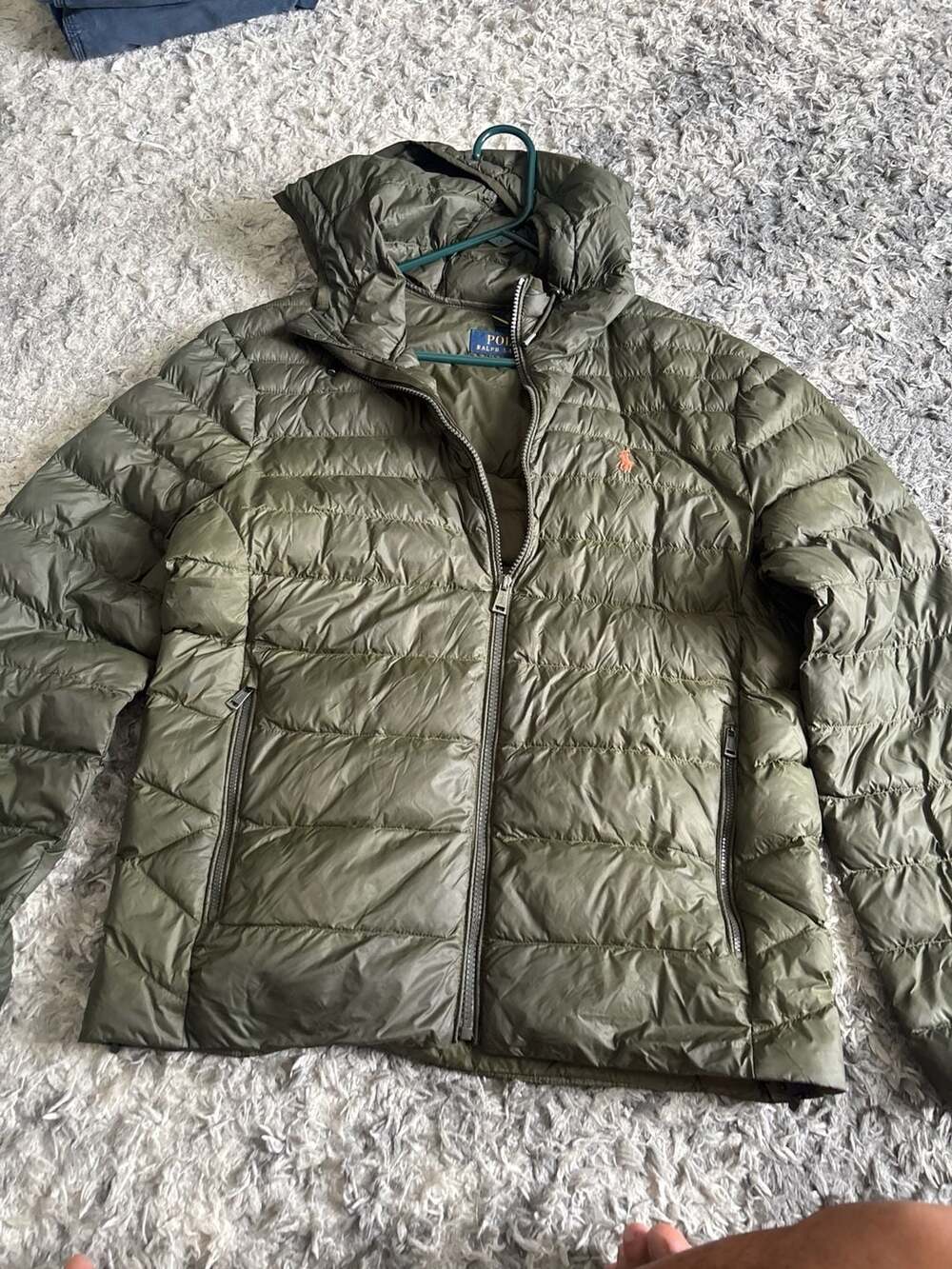 Polo Ralph Lauren Packable Hooded Water-Repellent Down Jacket in Olive Green